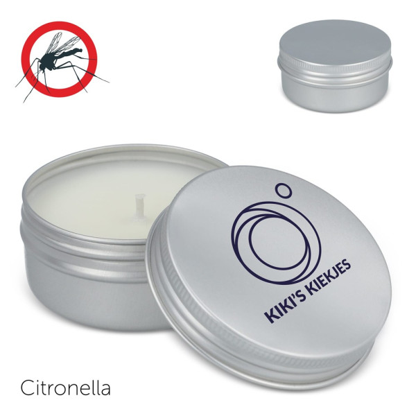 Citronella insectenwerende plantaardige kaars in gerecycled blik